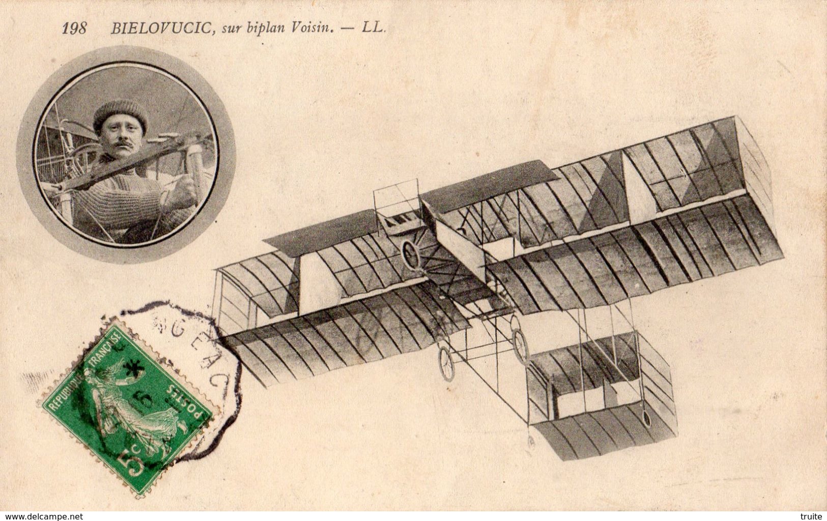 L'AVIATEUR BIELOVUCIC SUR BIPLAN VOISIN - Aviateurs