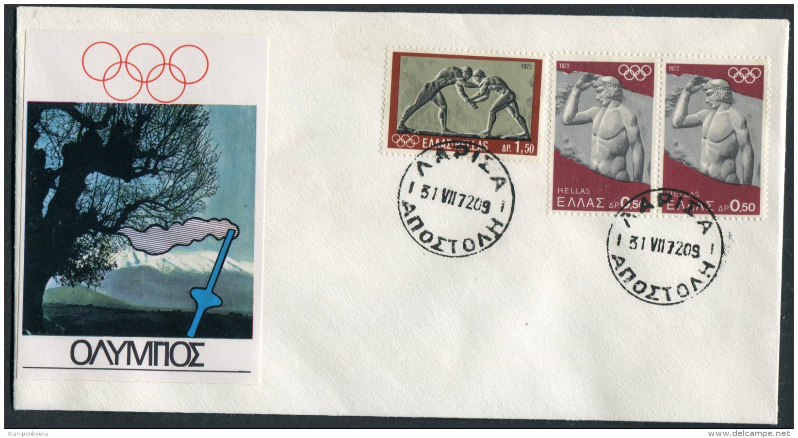 1972 Greece 5 X Olympic Covers - Each With Different Postmark - Summer 1972: Munich