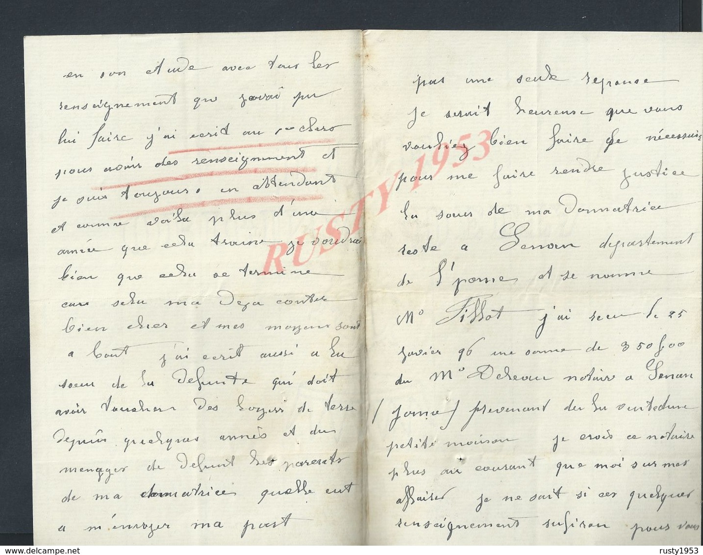 LETTRE DE 1896 ECRITE DE SAINT DENIS LIRE PARLE DE LA FERTÉ LOUPIERE : - Manuscripts