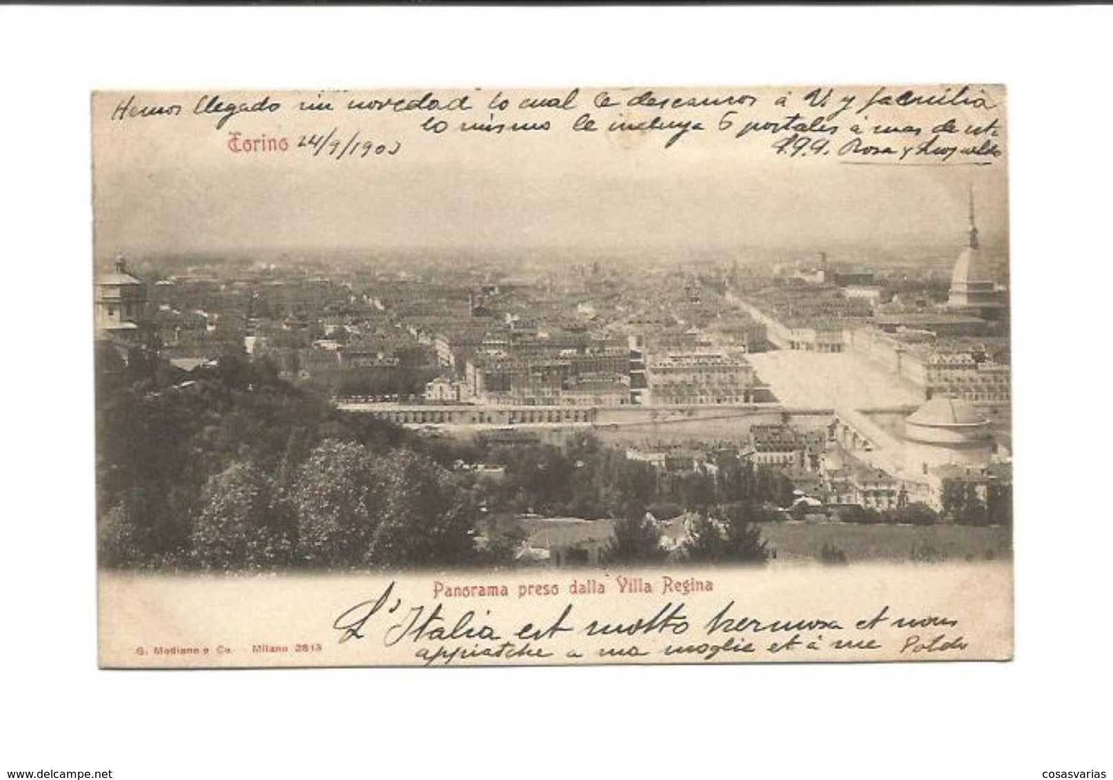 TORINO TURIN PANORAMA PRESO DALLA VILLA REGINA 1903 - Altri & Non Classificati