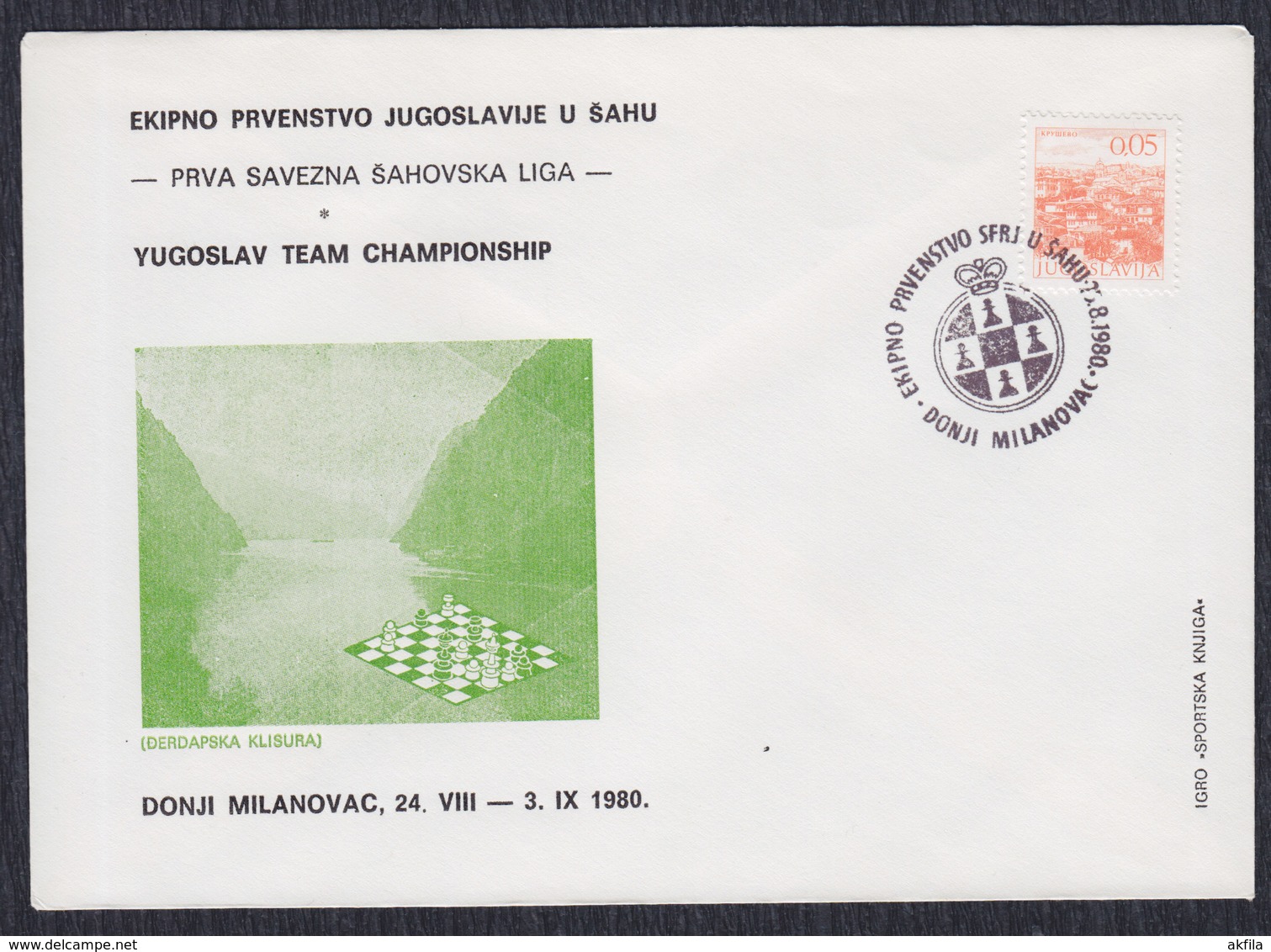 Yugoslavia 1980 Yugoslav Team Chess Championship In Donji Milanovac, Commemorative Cover - Echecs