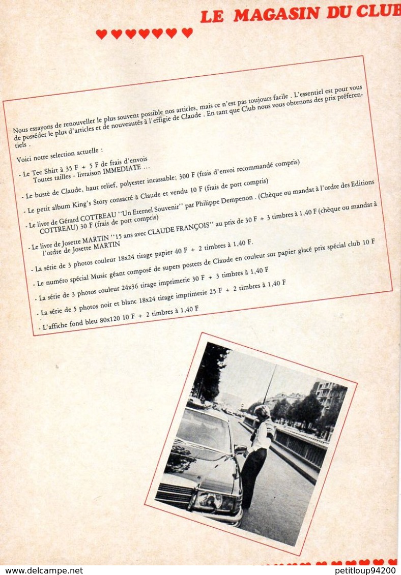 CLAUDE FRANCOIS  Le Journal du Club  ANNEE 1980