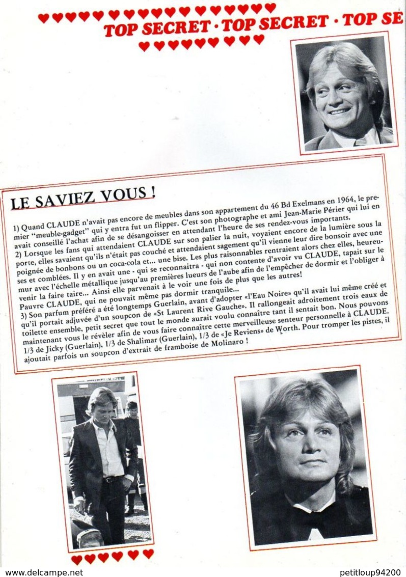 CLAUDE FRANCOIS  Le Journal du Club  ANNEE 1980