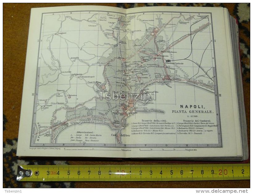 Napoli Italy Italia Map Karte Mappa 1887 - Carte Geographique