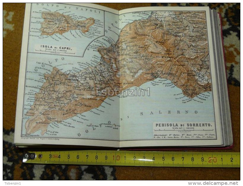 Sorrento Capri Anacapri Praiano Gragnano Positano Massahubrense Castellamare Italy Italia Map Karte Mappa 1887 - Carte Geographique