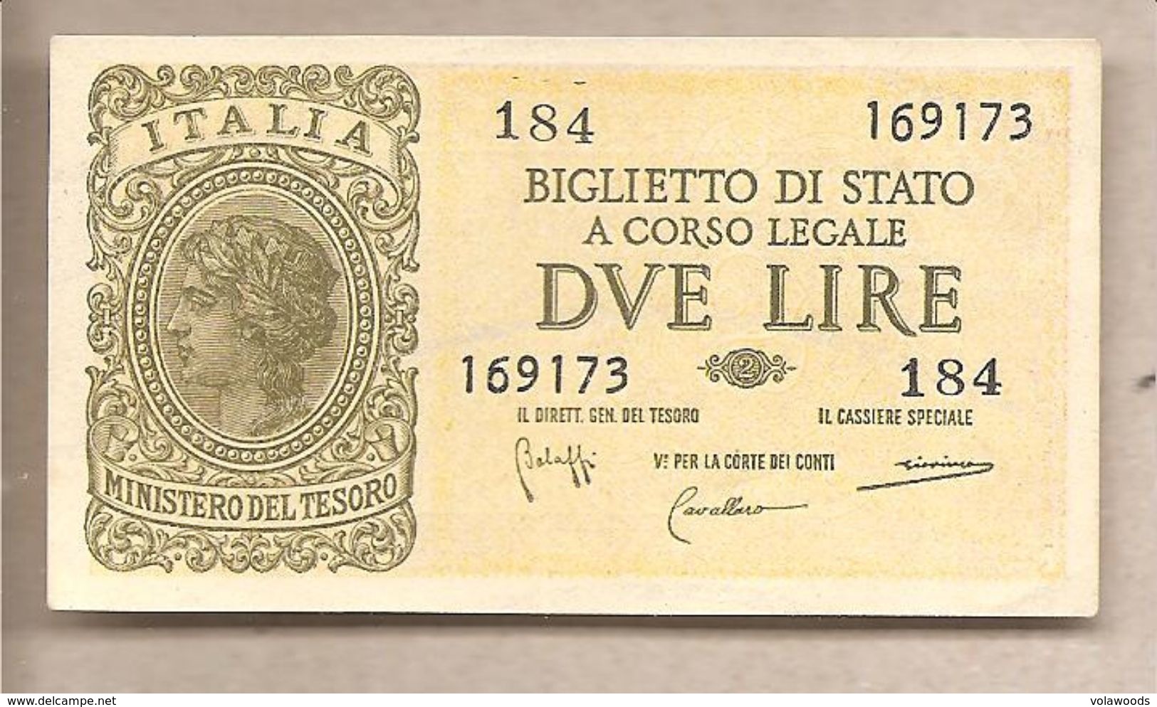 Italia - Banconota Non Circolata FdS Da 2 Lire "Italia Laureata" P-30b - 1944 - Italië – 2 Lire