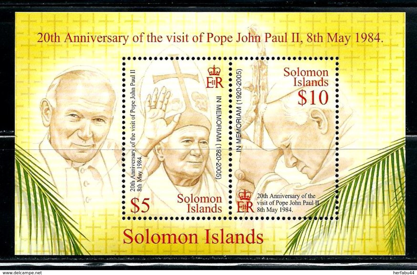 Solomon Islands     "Pope John Paul II"     Sheet Of 2    SC# 1025      MNH - Solomoneilanden (1978-...)