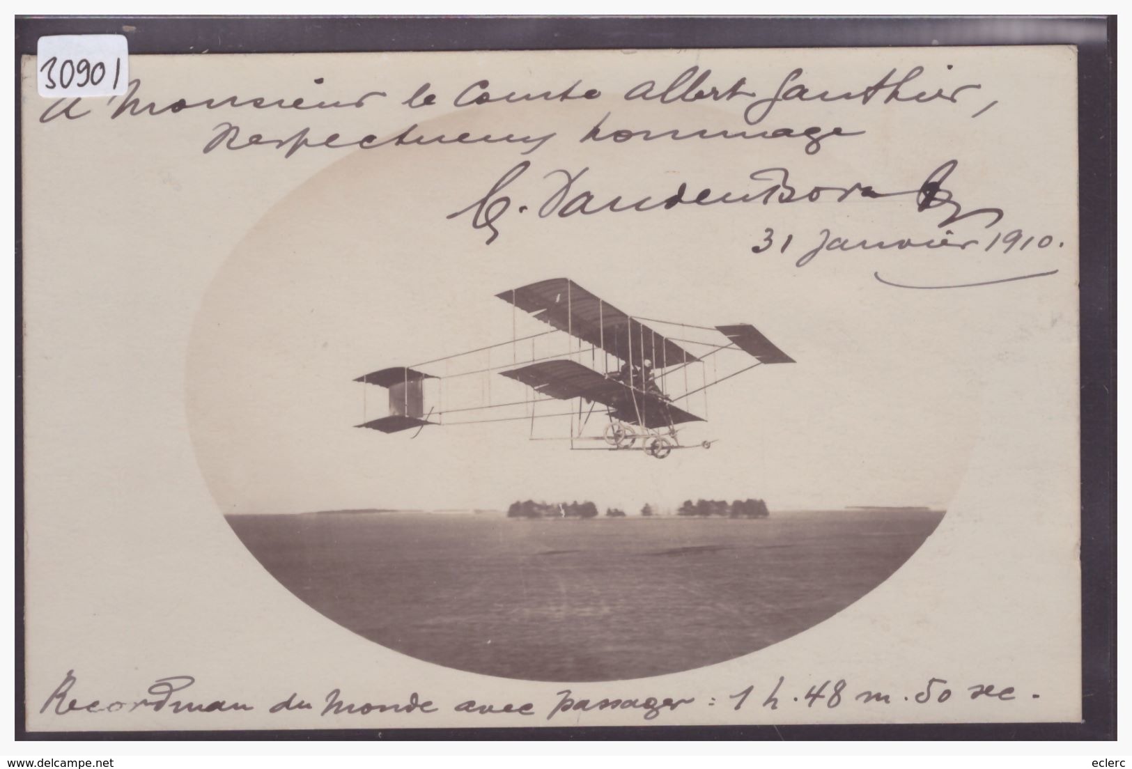 AVIATION - AVION - SIGNATURE AUTOGRAPHE DU PILOTE VAN DEN BORN - MEETING DE NICE EN 1910 - TB - Meetings