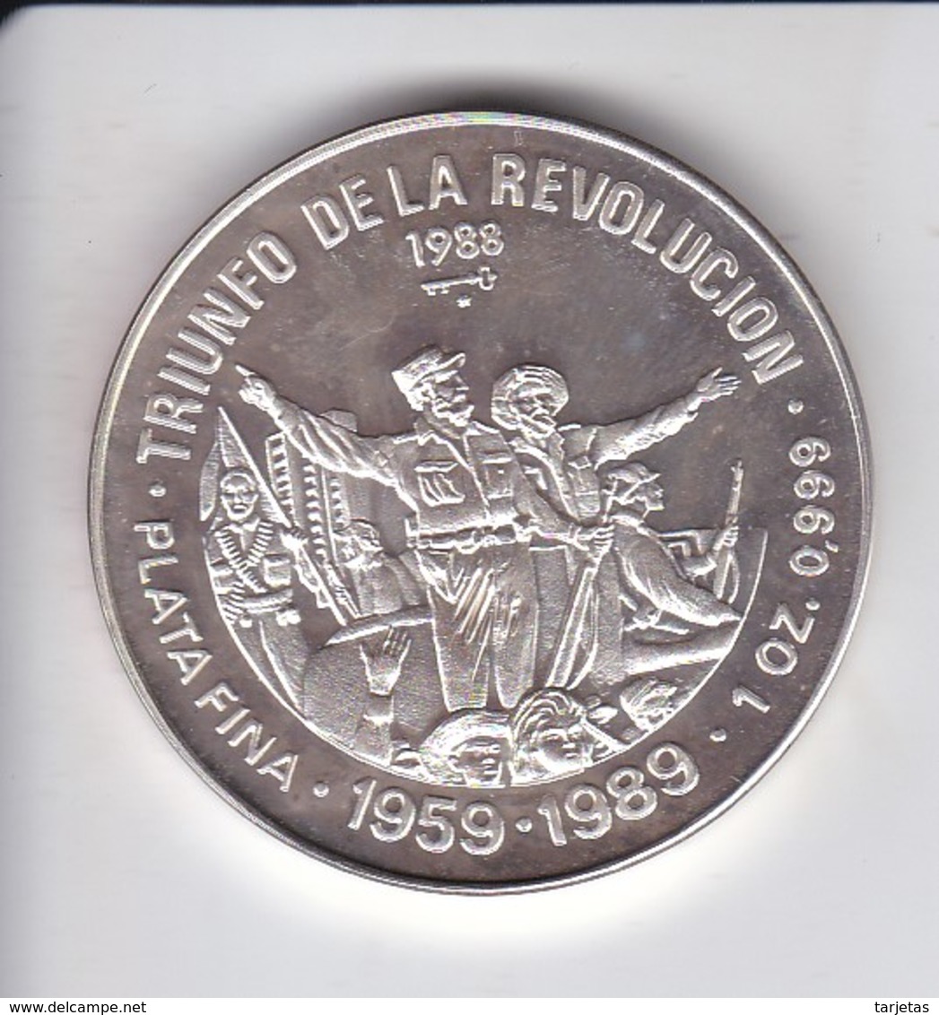 MONEDA DE PLATA DE CUBA DE 10 PESOS AÑO 1988 TRIUNFO DE LA REVOLUCION - Cuba