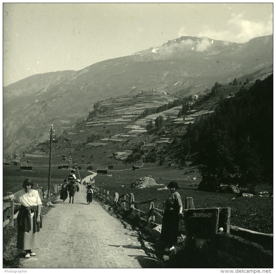 Suisse Val D'Hérens Sasseneire Ancienne Photo Stereo Amateur Possemiers 1910 - Stereoscopic