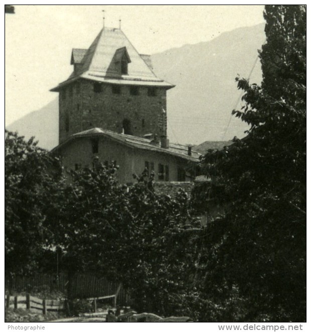 Suisse Val D'Anniviers Vissoie Ancienne Photo Stereo Amateur Possemiers 1910 - Photos Stéréoscopiques