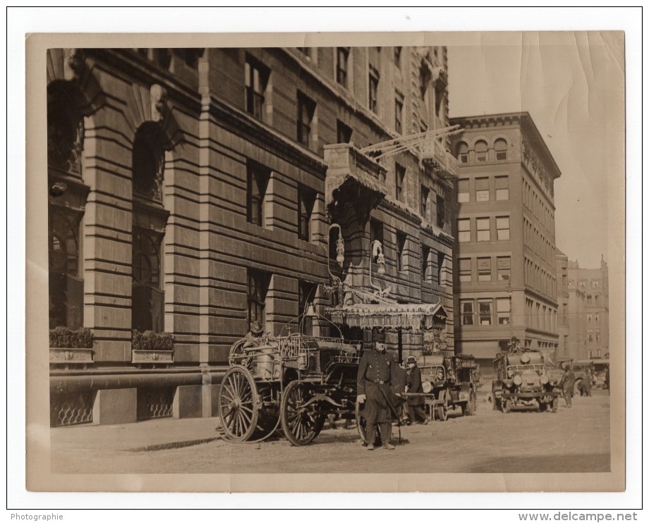 Boston Incendie Hotel Lenox Camions De Pompiers Lot De 4 Photos Anciennes 1917 - Professions