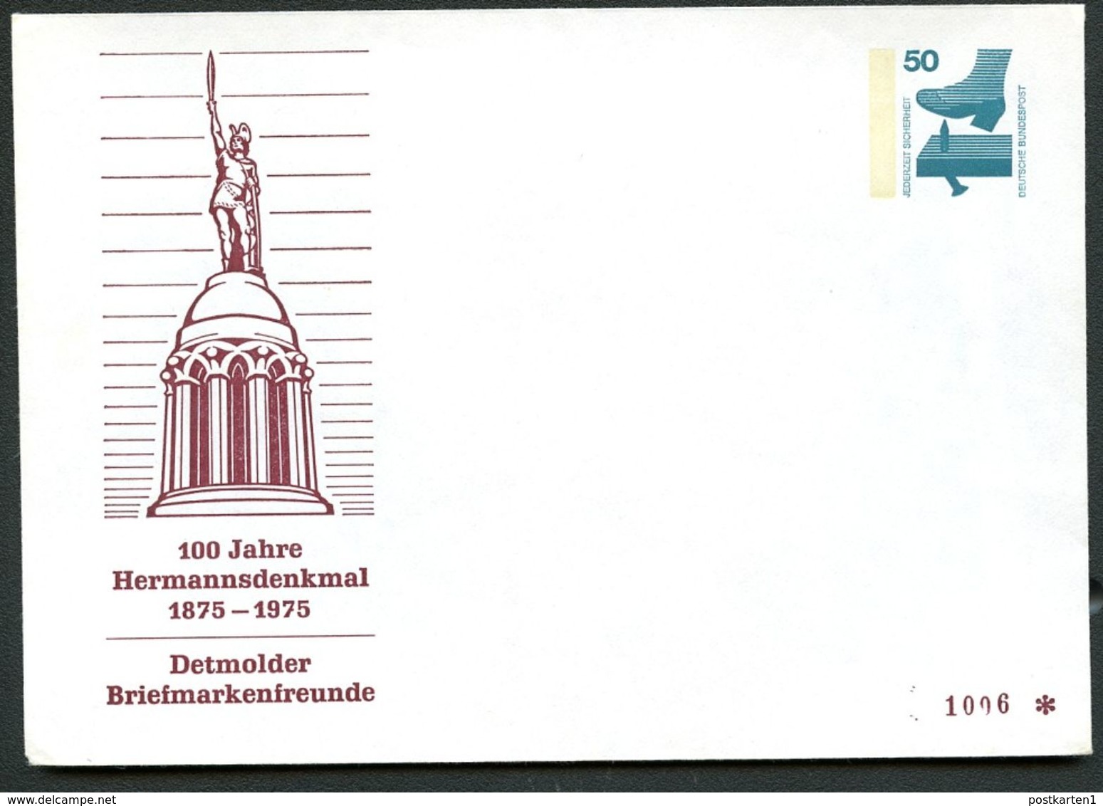 Bund PU65 C2/001 Privat-Umschlag HERMANNSDENKMAL DETMOLD 1975  NGK 4,00 € - Denkmäler