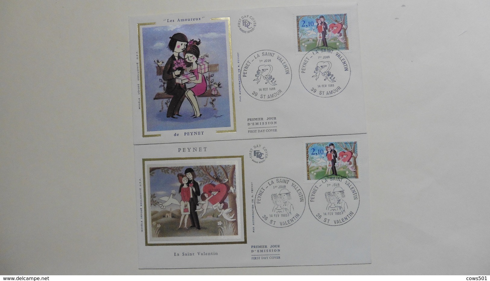 France :FDC : 1 Er Jour : Saint Valentin 1985 : N°2354  : 2  Enveloppes - 1980-1989