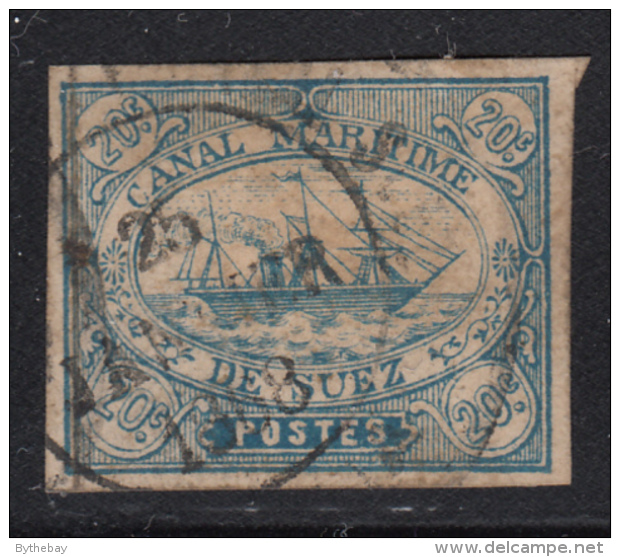 Egypt Suez Canal Company 1868 Used SG #3 20c Sailing Ship Forgery - 1866-1914 Ägypten Khediva