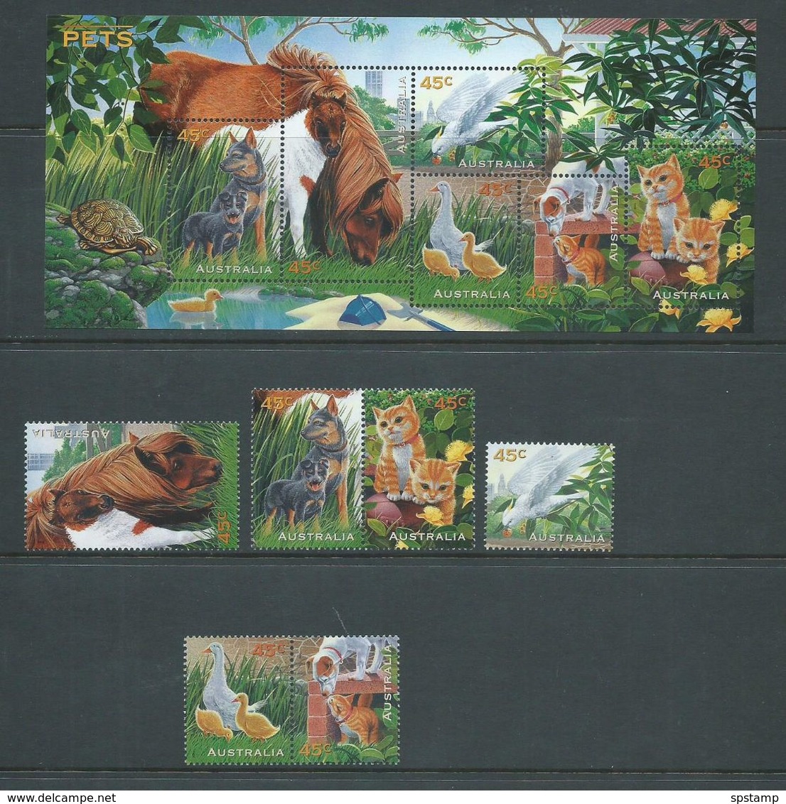 Australia 1996 Pets Set Of 6 & Miniature Sheet MNH - Mint Stamps