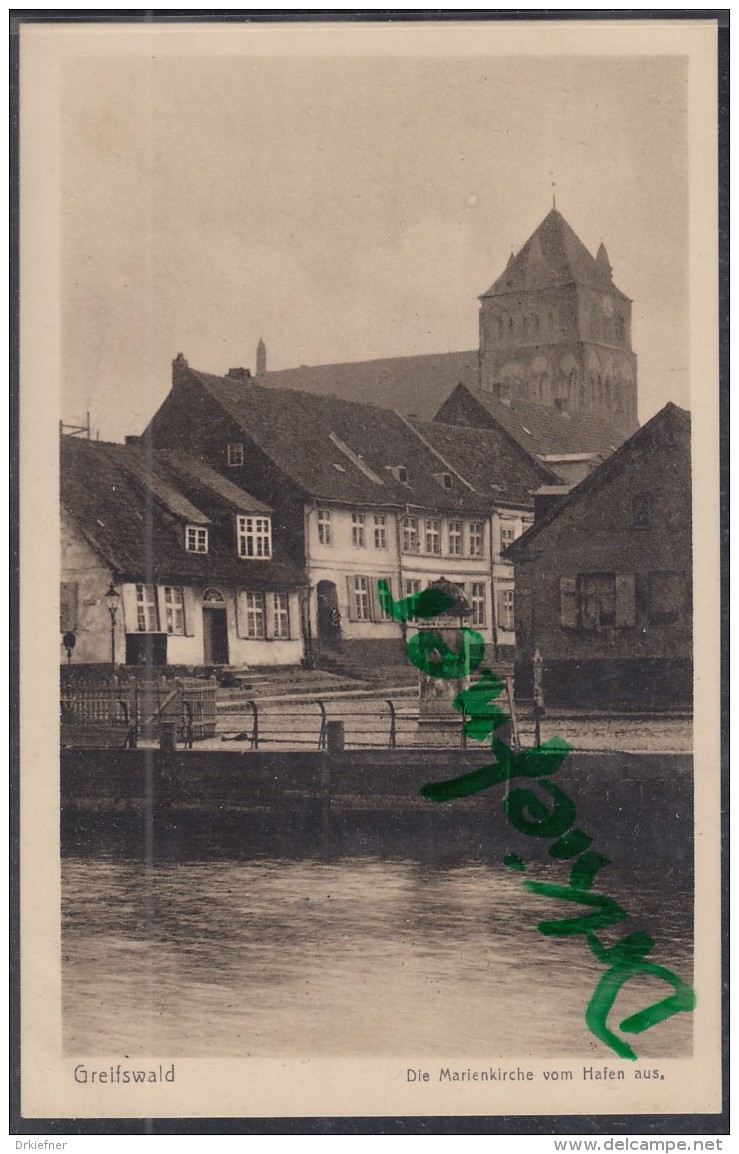 GREIFSWALD, Marienkirche Vom Hafen Aus, Um 1920 - Greifswald