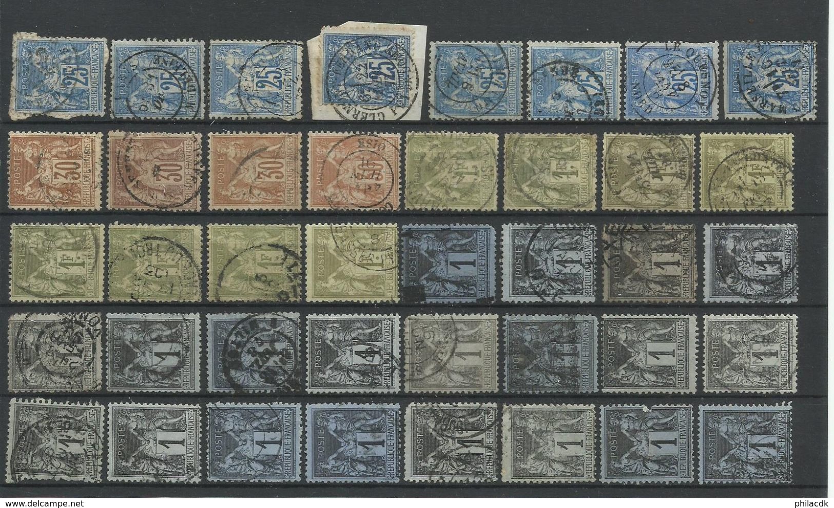 FRANCE -COLLECTION DE 543 TYPE SAGE DONT N SOUS B/NEUFS*/JOUR AN/CAD ROUGES/BLEUS/NOIRS/PERFORE/CONSTANTINOPLE/TEINTES