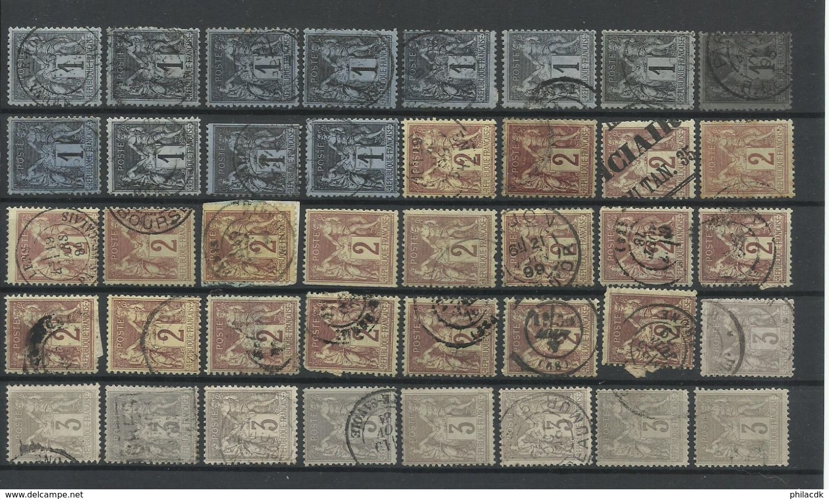 FRANCE -COLLECTION DE 543 TYPE SAGE DONT N SOUS B/NEUFS*/JOUR AN/CAD ROUGES/BLEUS/NOIRS/PERFORE/CONSTANTINOPLE/TEINTES