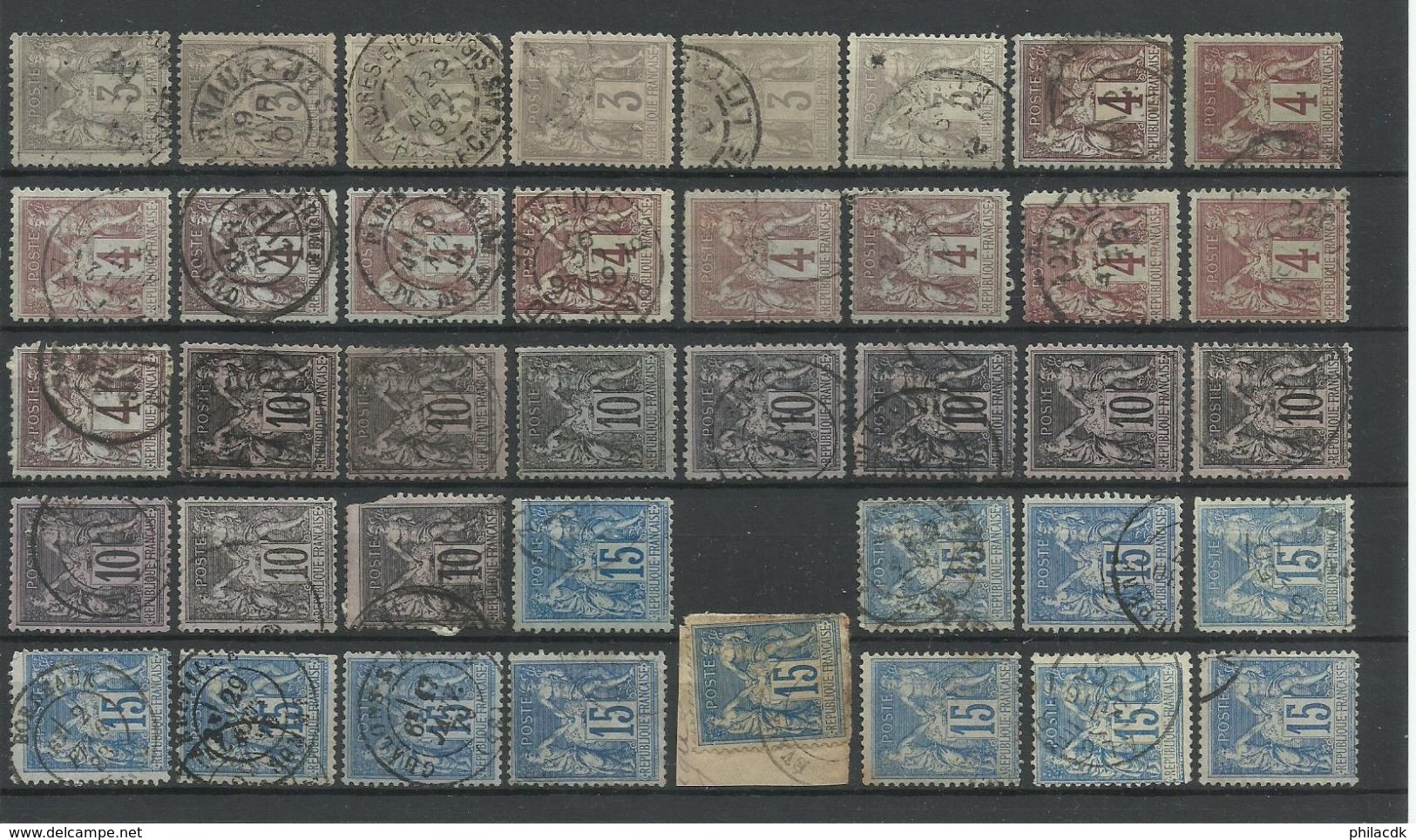 FRANCE -COLLECTION DE 543 TYPE SAGE DONT N SOUS B/NEUFS*/JOUR AN/CAD ROUGES/BLEUS/NOIRS/PERFORE/CONSTANTINOPLE/TEINTES