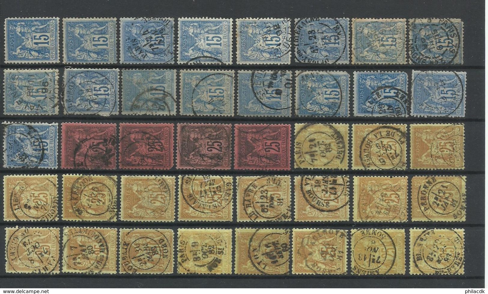 FRANCE -COLLECTION DE 543 TYPE SAGE DONT N SOUS B/NEUFS*/JOUR AN/CAD ROUGES/BLEUS/NOIRS/PERFORE/CONSTANTINOPLE/TEINTES