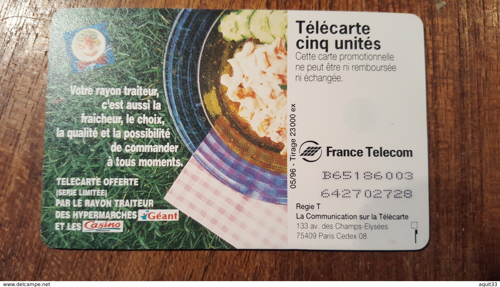 TELECARTE 5 UNITES GN234 05/96 GEM CASINO - 5 Unités