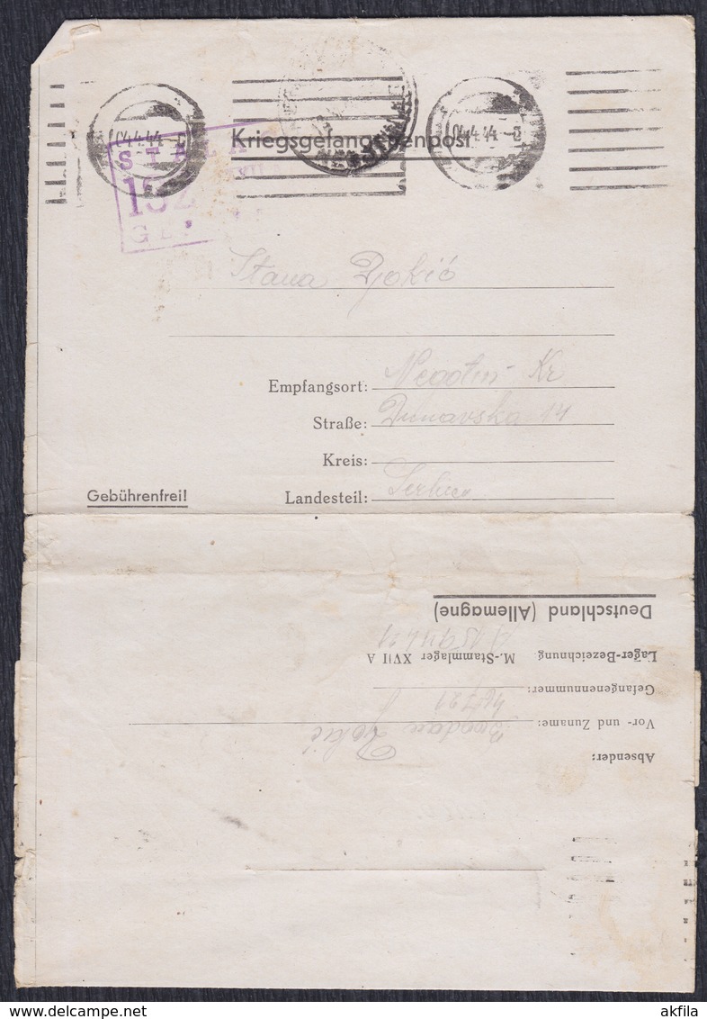 WWII Germany 1944 POW (Prisoner Of War) Mail, Camp Stalag XVII A - 1939-45