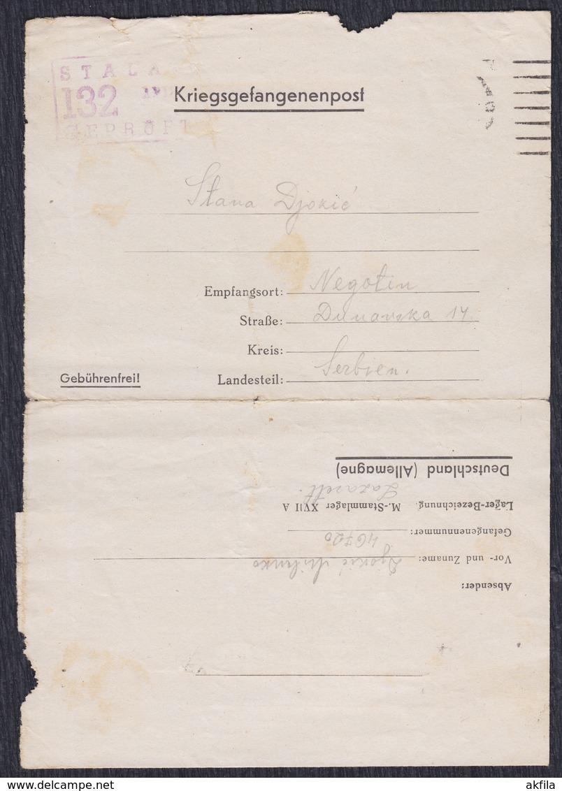 WWII Germany 1944 POW (Prisoner Of War) Mail, Camp Stalag XVII A - 1939-45