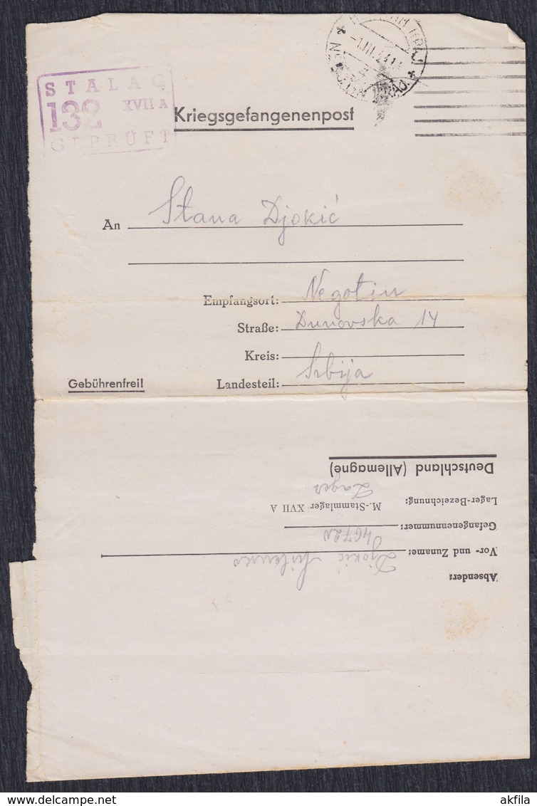 WWII Germany 1944 POW (Prisoner Of War) Mail, Camp Stalag XVII A - 1939-45