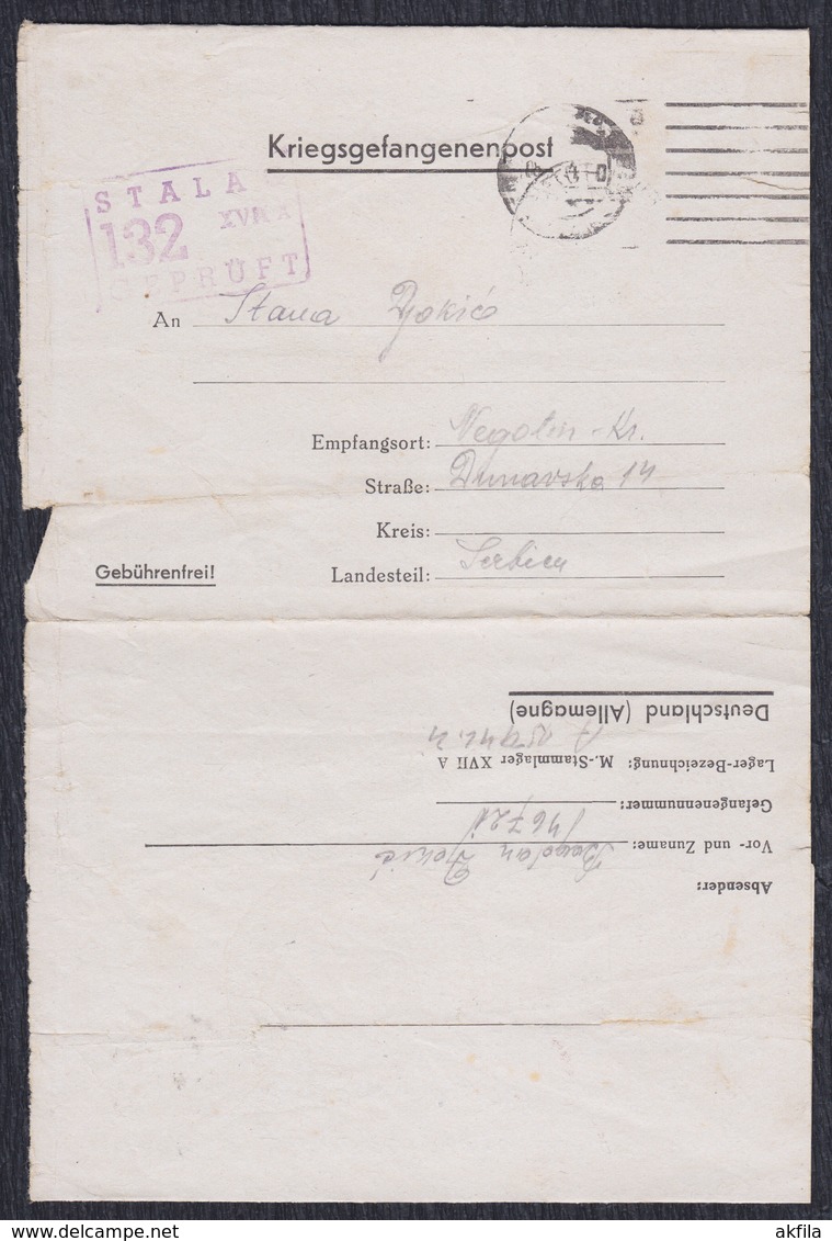 WWII Germany 1944 POW (Prisoner Of War) Mail, Camp Stalag XVII A - 1939-45