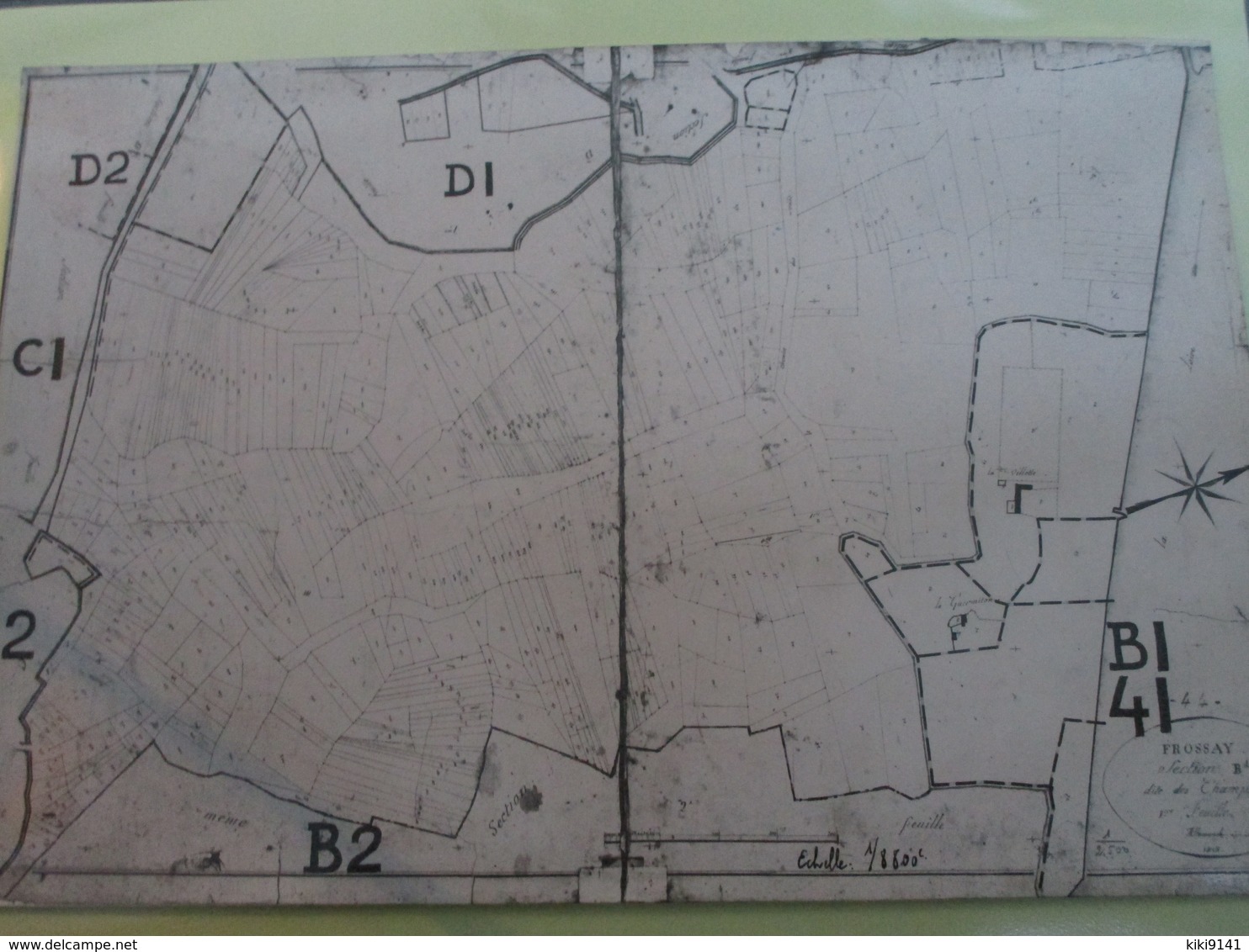 Photo Du Plan Parcellaire . Section "B1" Des Champsneufs . Echelle 1/8.800ème - Frossay