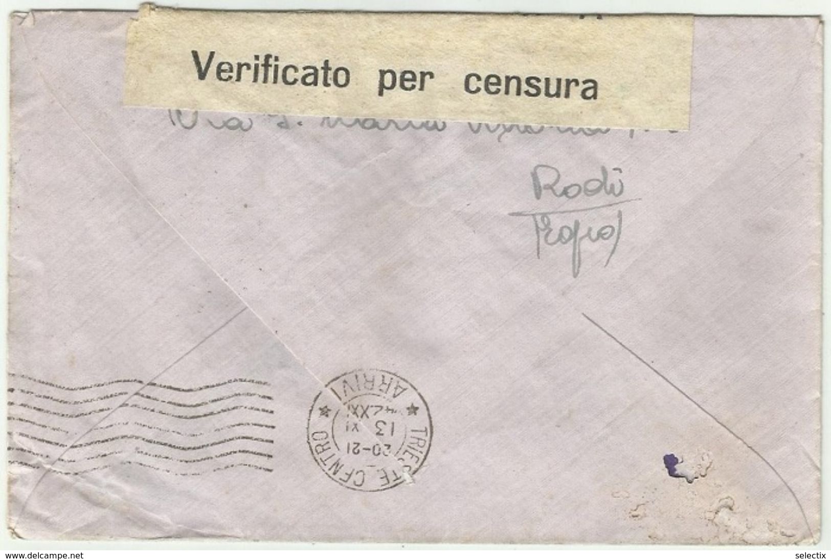 Greece 1942 Italian Occupation Of Rhodes - Rodi (Egeo) - Military Censored - Dodecaneso