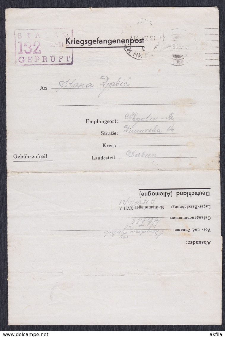 WWII Germany 1943 POW (Prisoner Of War) Mail, Camp Stalag XVII A - 1939-45