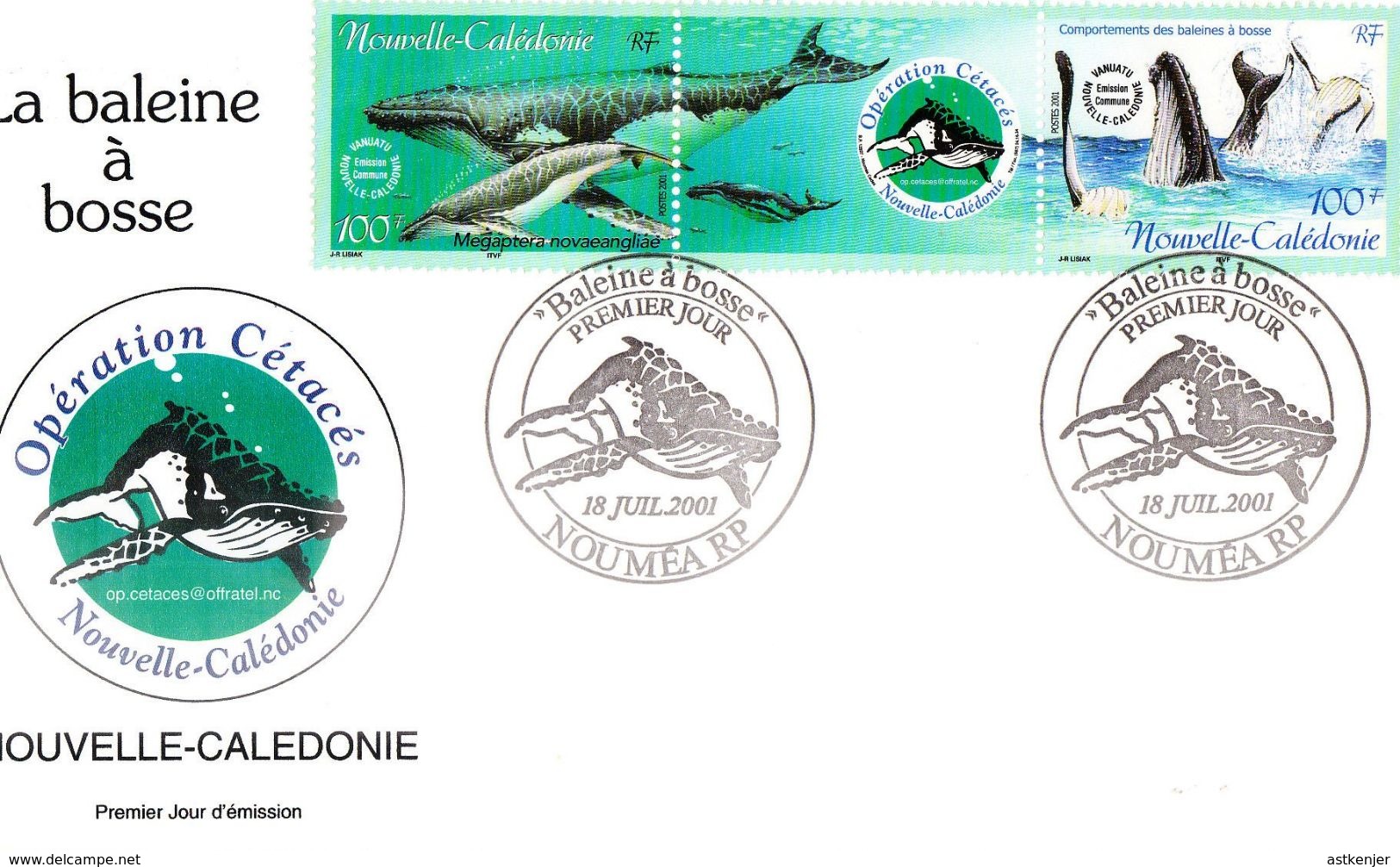 NOUVELLE CALEDONIE - FDC De 2001 N° 844 à 845 - Covers & Documents