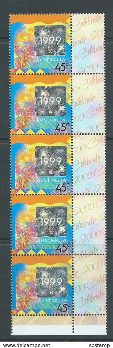 Australia 1999 Millennium 45c With Hologram Strip Of 5 With Labels MNH - Mint Stamps