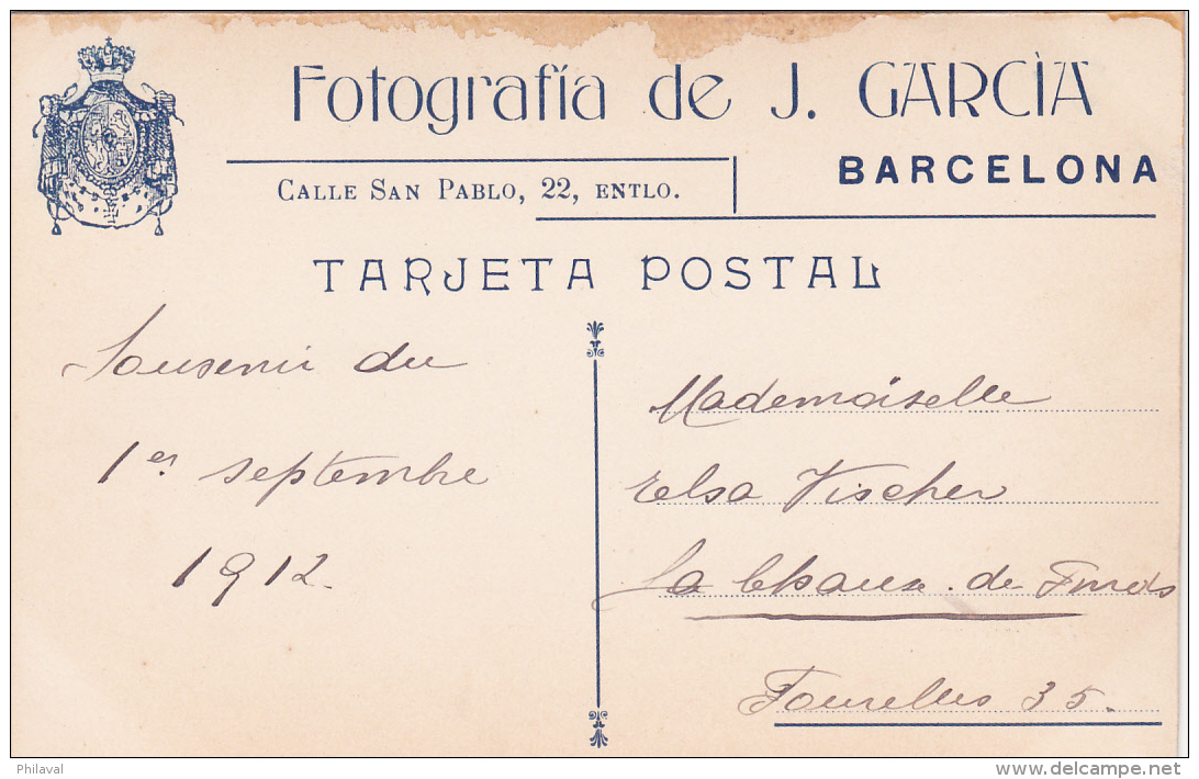 Jeune Couple : Souvenir De Barcelone 1912 - Couples