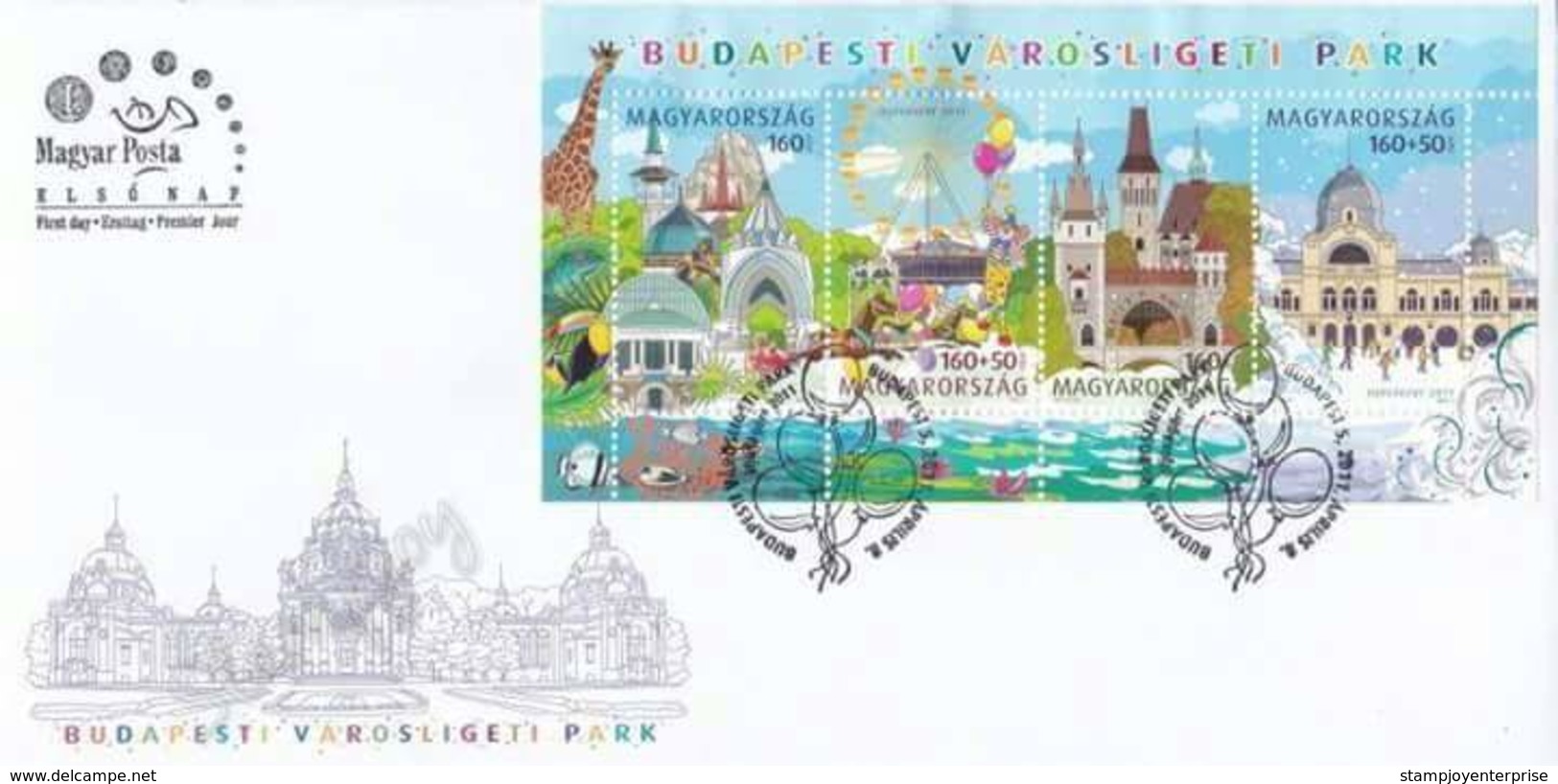 Hungary Budapests City Park 2011 Playground Giraffe Fish Castle Fun Holiday Theme (miniature FDC) - Covers & Documents