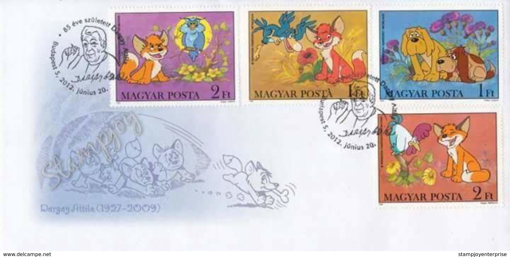 Hungary Attila Dargay Born 85 Years Ago 2012 Cartoon Animation (stamp FDC) - Lettres & Documents