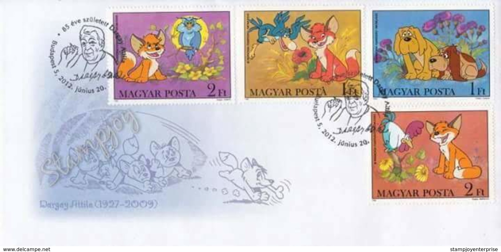 Hungary Attila Dargay Born 85 Years Ago 2012 Cartoon Animation (stamp FDC) - Covers & Documents