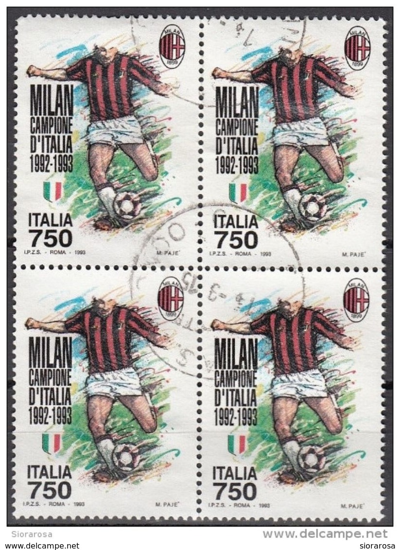 Italia 1993 Blf. 2186a Milan Campione D ' Italia 1992-1993 Viaggiato Used - Berühmte Teams