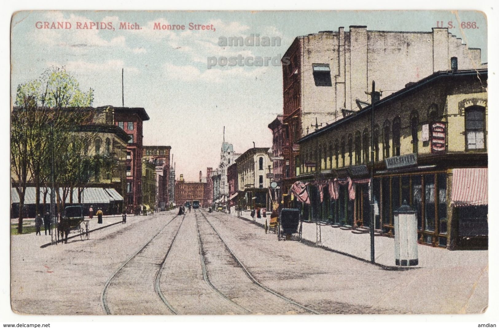 GRAND RAPIDS Michigan MI, 1900s Monroe Street View Vintage Postcard - Grand Rapids