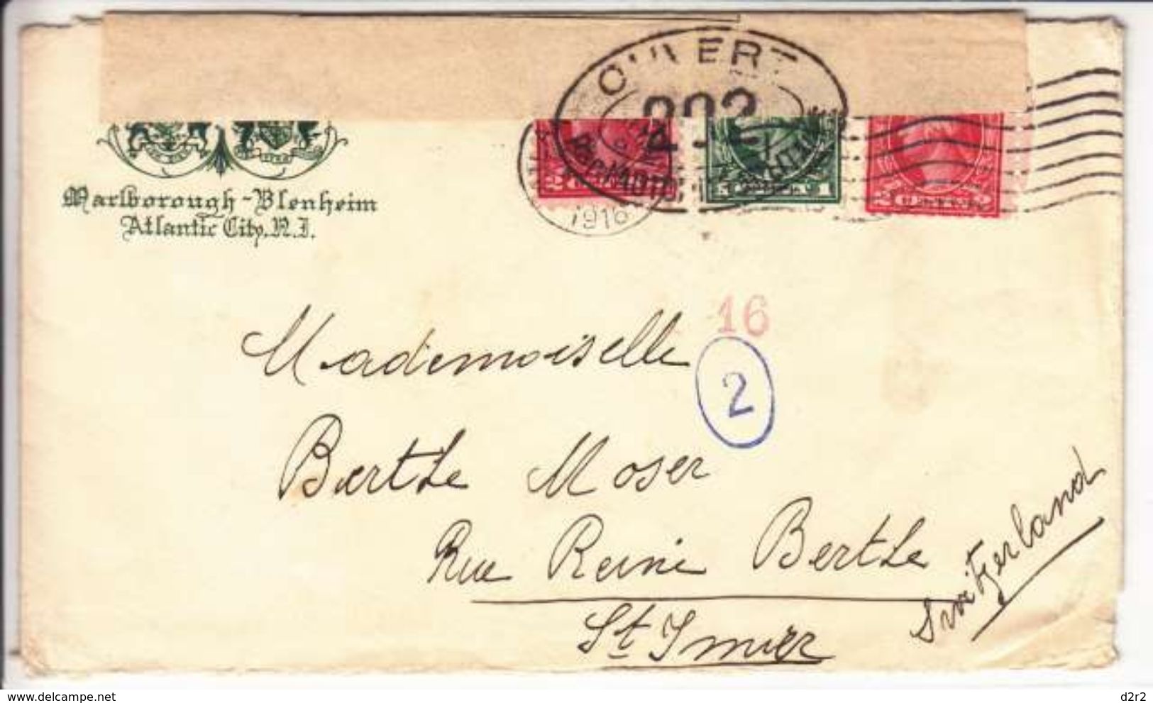 LETTRE POUR LA SUISSE - CENSUREE,DIVERS CACHET ET BANDE DE CENSURE  - 1916 - V/IMAGE- - Briefe U. Dokumente