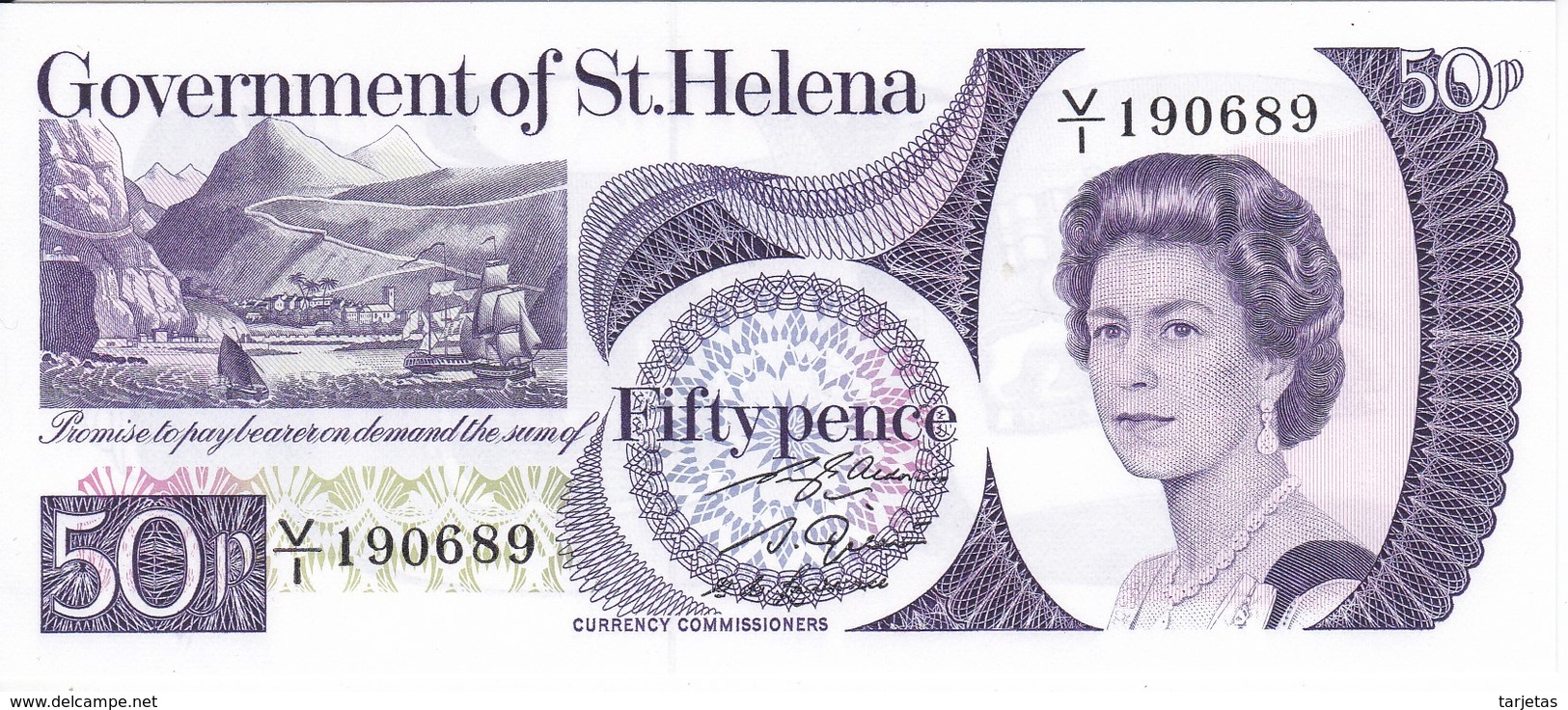 BILLETE DE LA ISLA SANTA HELENA DE 50 PENCE DEL AÑO 1979 SIN CIRCULAR-UNCIRCULATED  (BANKNOTE) - Saint Helena Island