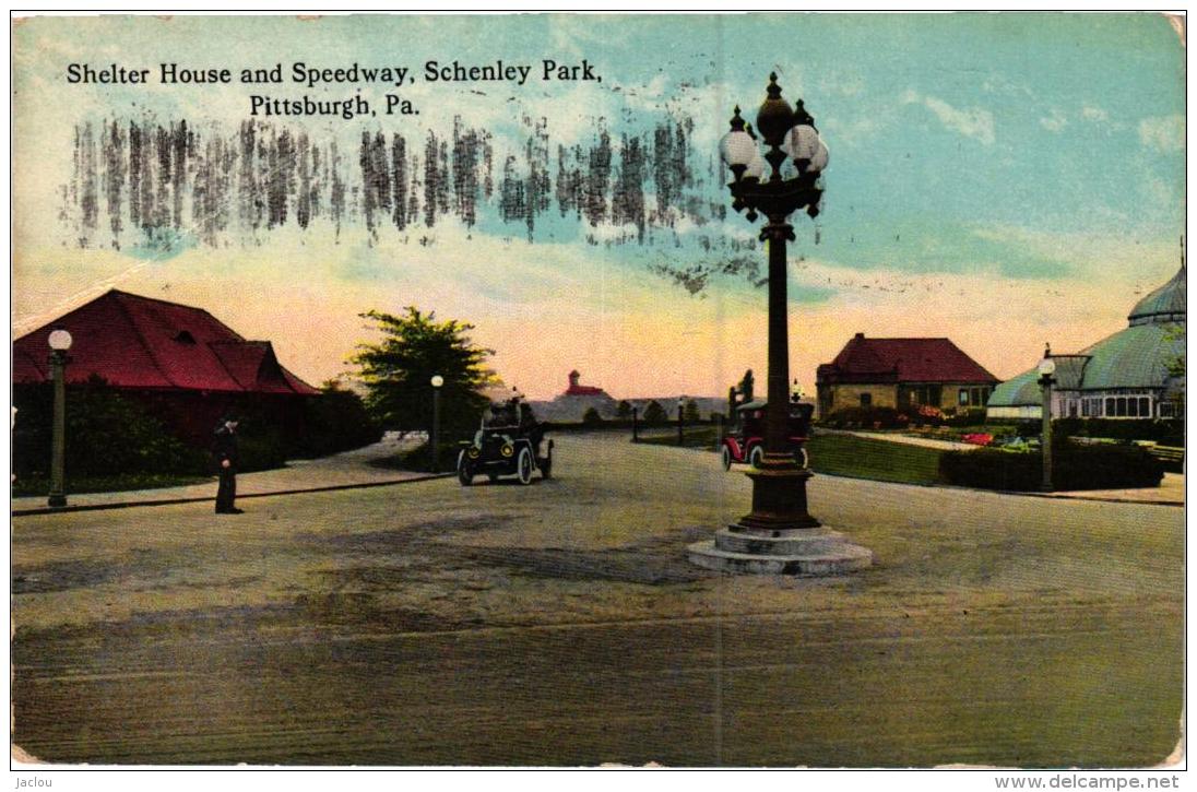 SHELTER HOUSE AND SPEEDWAY, SCHENLEY PARK PITTSBURGH,AUTOS,COULEUR  REF 54964 - Pittsburgh