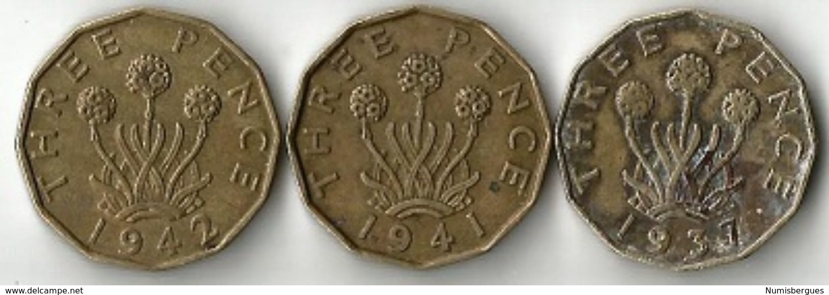 Lot 3 Pièces De Monnaie 3 Pences - F. 3 Pence