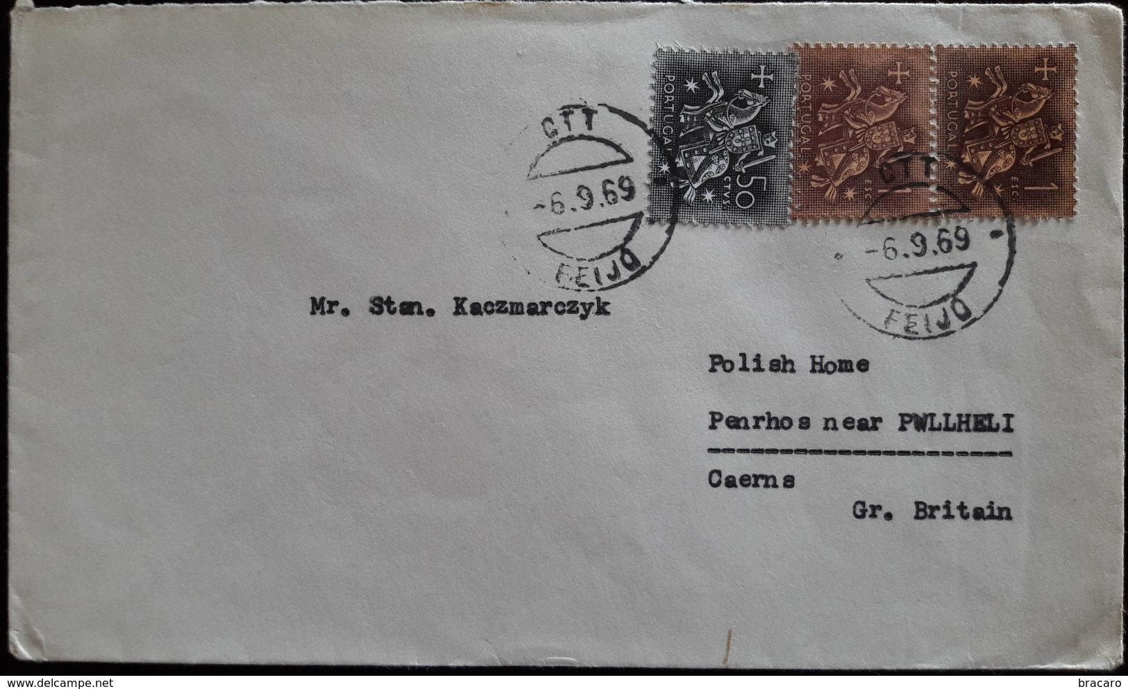 PORTUGAL - Cover - Stamp REI D. DINIS 1 Esc.X2 + 50 Ctvs - Cancel FEIJÓ - 1969 - Covers & Documents