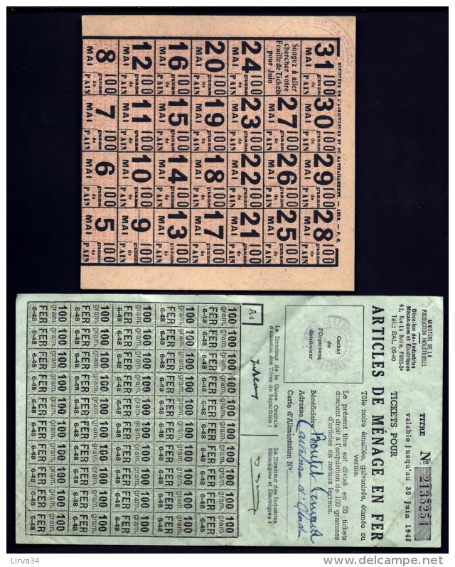 LOT DE TICKETS DE RATIONNEMENT DIVERS- GUERRE 1939-45- VRAC ET FEUILLETS COMPLETS- A ETUDIER- 3 SCANS - Non Classés