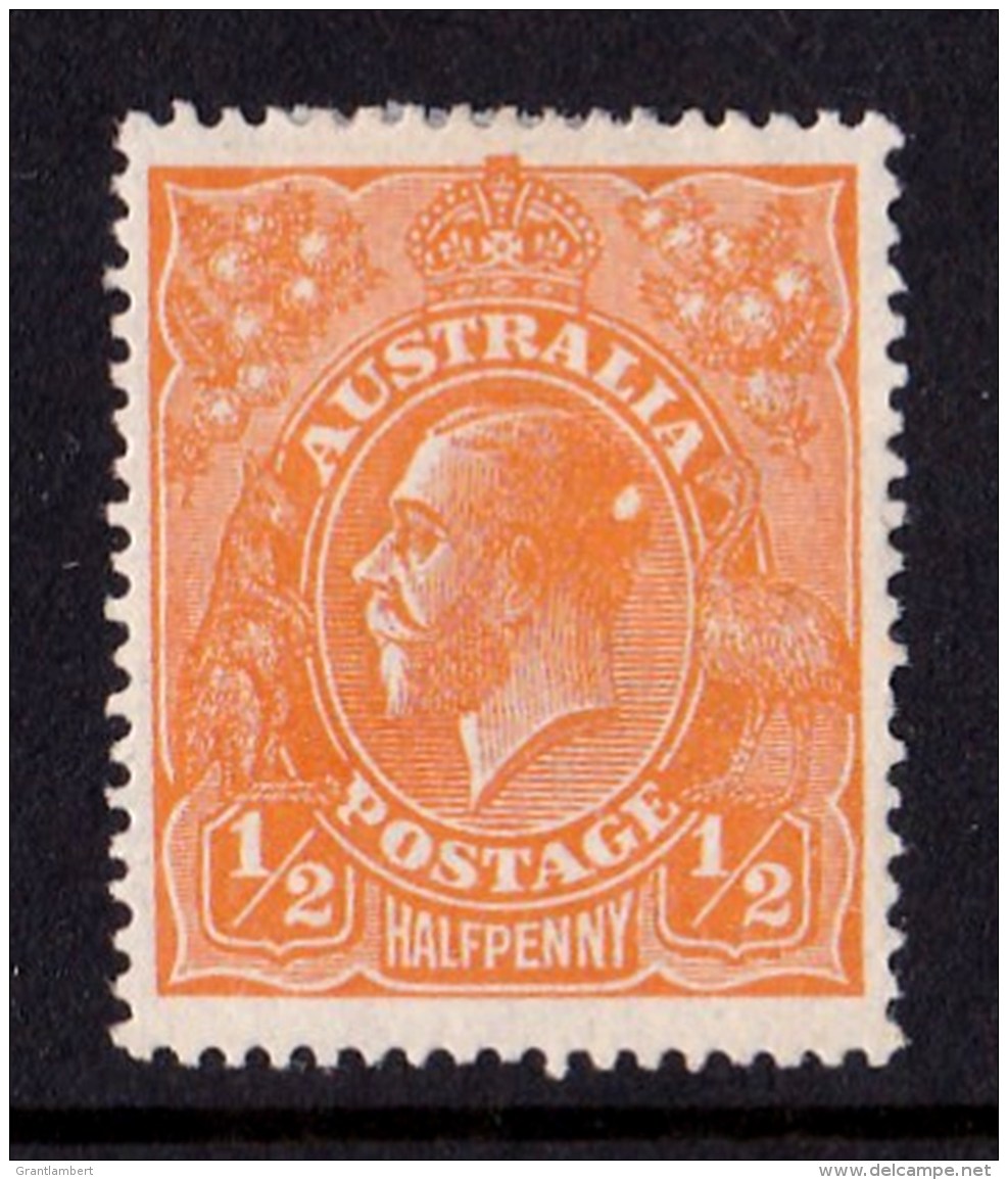 Australia 1923 King George V  1/2d Orange Single Wmk MH - ACSC 66(6)d - Mint Stamps