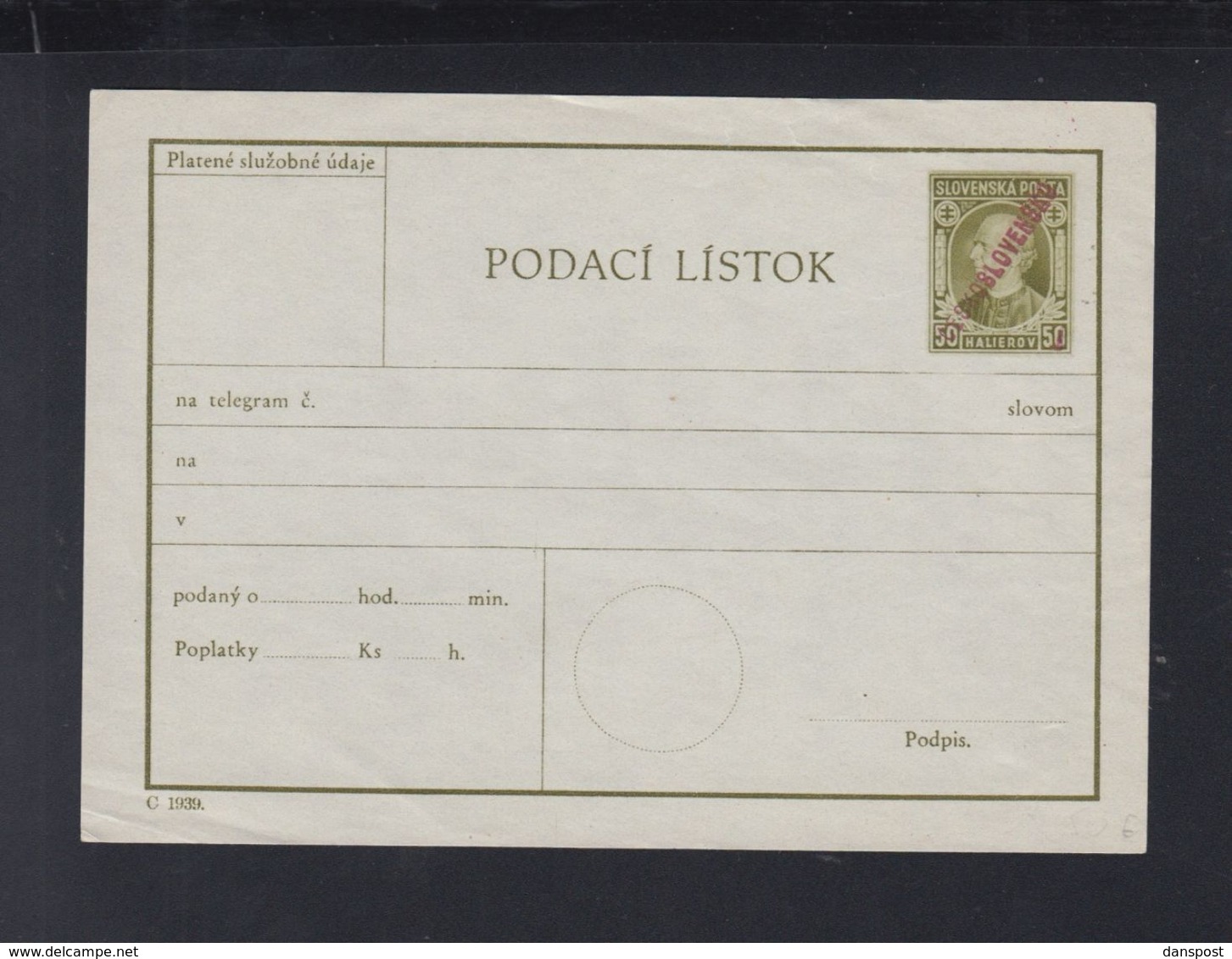 Czechoslovakia Stationery Podaci Listok Overprint On Slovakia - Buste