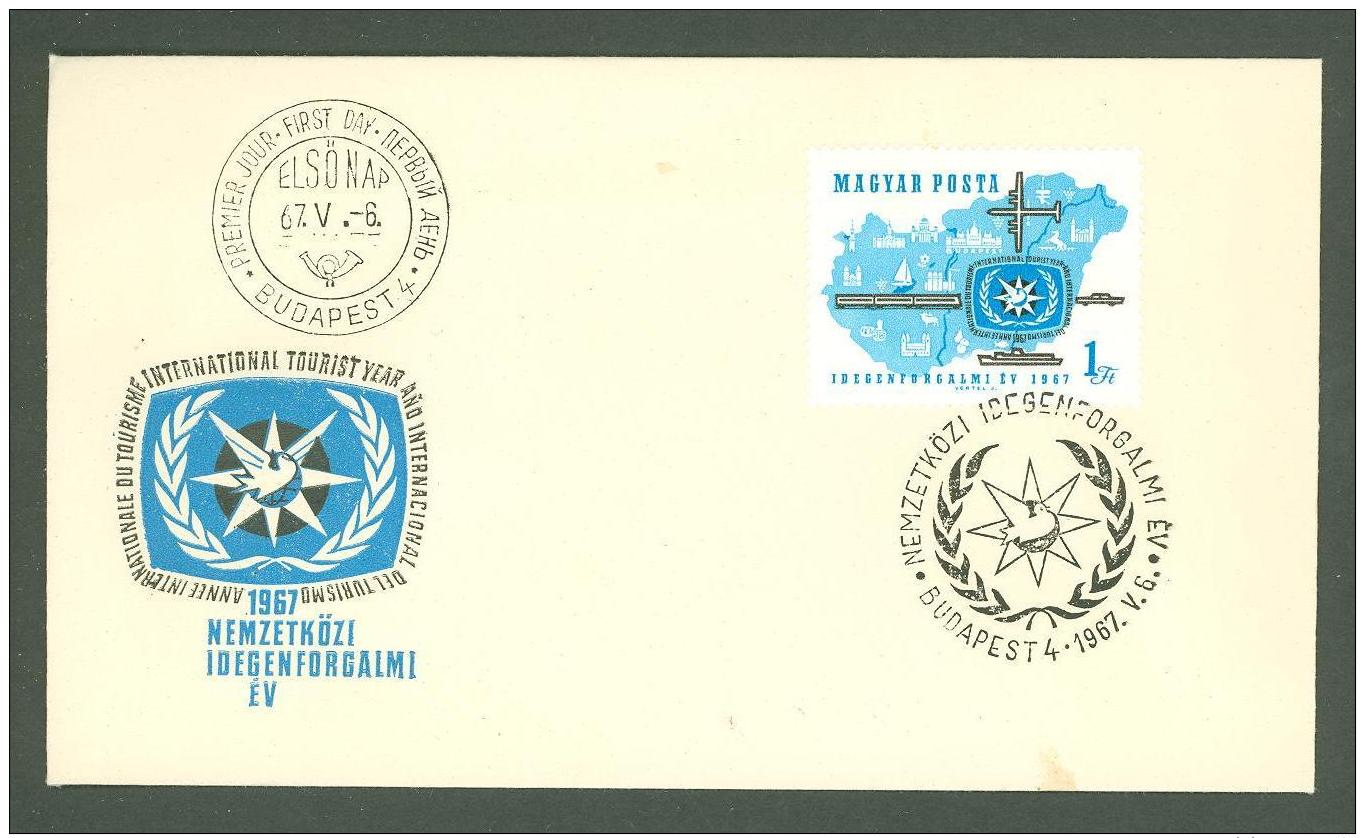 JAR Y15 Hungary 1967 FDC Map Transport Plane Ship Car Train - Trains